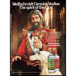 1981 Wolfschmidt Vodka Spirit of the Czar Vintage Print Ad Military Uniform Art
